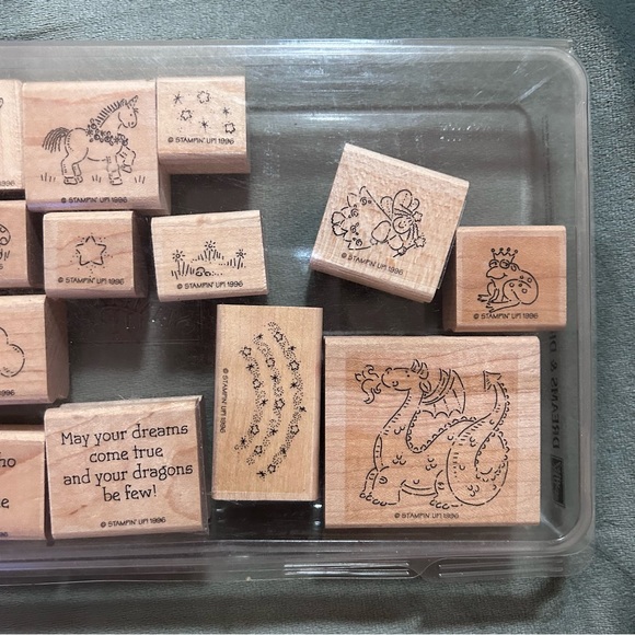 Stampin’ Up! 1996 16-pc wood stamps set - Dreams & Dragons - Picture 2 of 6
